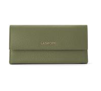 Lazarotti Geldbörse Bologna Leder Damen – 12 Kartenfächer, RFID-Schutz, Druckknopf, Oliv, 19×10×3 cm