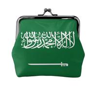 Geldbörse mit Aufschrift "Flagge von Saudi-Arabien", bedruckt, Mikrofaser, PU-Leder, Kussschloss, Mini-Tasche für Lippenstift, Schlüsselwechsel