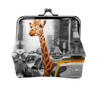 Geldbörse mit Giraffen-Motiv in New York, tragbare Münzgeldbörse aus Faserleder, Mini-Geldbörse für Damen, Schwarz , Einheitsgröße, Münztasche