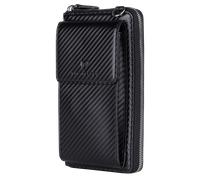 Geldbörse mit Handyfach, RFID-Schutz & 18 Kartenfächer (Carbon) - Schwarz (Carbon)