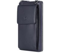 Geldbörse mit Handyfach, RFID-Schutz & 18 Kartenfächer (Genarbt) - Blau (Genarbt)