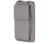 Geldbörse mit Handyfach, RFID-Schutz & 18 Kartenfächer (Genarbt) - Grau (Genarbt)