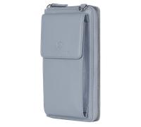 Geldbörse mit Handyfach, RFID-Schutz & 18 Kartenfächer (Genarbt) - Hellblau (Genarbt)