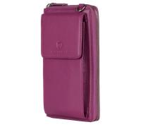 Geldbörse mit Handyfach, RFID-Schutz & 18 Kartenfächer (Genarbt) - Pink (Genarbt)