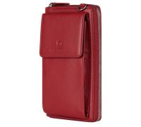 Geldbörse mit Handyfach, RFID-Schutz & 18 Kartenfächer (Genarbt) - Rot (Genarbt)