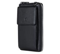 Geldbörse mit Handyfach, RFID-Schutz & 18 Kartenfächer (Genarbt) - Schwarz (Genarbt)