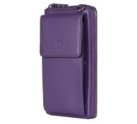 Geldbörse mit Handyfach, RFID-Schutz & 18 Kartenfächer (Genarbt) - Violet (Genarbt)