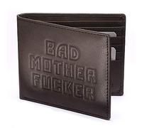 Geldbörse mit Prägung „Bad Mother Fucker“, Echtleder, Braun