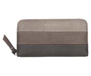 Geldbörse TOM TAILOR "ELLEN Long zip wallet", Damen, grau, Lederimitat, clean, colorblocking, gemustert, gepflegt, mehrfarbig, Kleinlederwaren, im modischen Streifendesign (71221552-0) grau