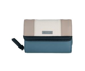 Geldbörse TOM TAILOR "Juna", Damen, blau, Polyurethan, gepflegt, kontrastfarbene Details, mehrfarbig, Kleinlederwaren, aus soft genarbtem ledrigen Material mit glänzenden Metall-Accessoires (75264400-