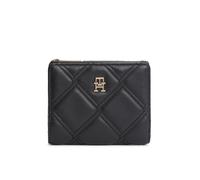 Geldbörse TOMMY HILFIGER "TH FEMININE BIFOLD", Damen, schwarz, Lederimitat, Kleinlederwaren, Damen Geldbeutel, Portemonnaie mit goldfarbenem TH-Logoelement (84304653-0) schwarz