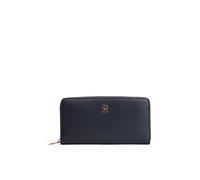 Geldbörse TOMMY HILFIGER "TH ICON LRG ZA", Damen, blau (dunkelblau), Lederimitat, Kleinlederwaren, Damen Geldbeutel, Portemonnaie mit edlem TH-Logoelement (26045109-0) dunkelblau