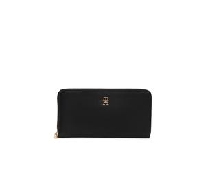 Geldbörse TOMMY HILFIGER "TH ICON LRG ZA", Damen, schwarz, Lederimitat, Kleinlederwaren, Damen Geldbeutel, Portemonnaie mit TH-Logoschriftzug (49142756-0) schwarz