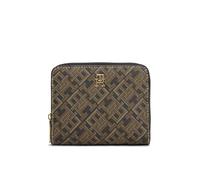 Geldbörse TOMMY HILFIGER "TH ICON MED ZA W/FLAP MONO PRINT", Damen, schwarz kombiniert, Lederimitat, Kleinlederwaren, Damen Portemonnaie, Geldbeutel mit farbigen TH-Logoprint (19707113-0) schwarz komb