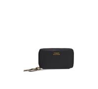 Geldbörse TOMMY HILFIGER "TH LEATHER MED ZA WALLET", Damen, schwarz, Leder, Basic, Kleinlederwaren, Damen Geldbeutel, Portemonnaie mit goldfarbenem Logoschriftzug (71537010-0) schwarz