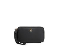Geldbörse TOMMY HILFIGER "TH LOGOTAPE COMPACT ZIP AROUND", Herren, schwarz, Lederimitat, Basic, Kleinlederwaren, Unisex Portemonnaie, Geldbeutel mit edlem TH-Logoelement (95714024-0) schwarz