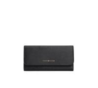 Geldbörse TOMMY HILFIGER "TH MODERN LRG FLAP WALLET", Damen, schwarz, Lederimitat, unifarben, Kleinlederwaren, Damen Geldbeutel, Portemonnaie mit Logo-Schriftzug (40891431-0) schwarz