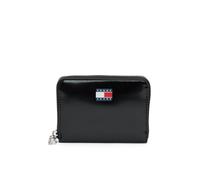 Geldbörse TOMMY JEANS "TJW MUST MED ZA", Damen, schwarz, Lacklederimitat, Basic, Kleinlederwaren, Damen Geldbeutel, Portemonnaie mit typischer Logoflagge (99193817-0) schwarz