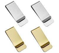 Geldklammern Set, 4 Stück Edelstahl Geldscheinklammer, Geldclip GeldKlammer aus Metall für Bargeld Rechnungen Geldscheine Quittung Note Kreditkarte (Silber & Gold)