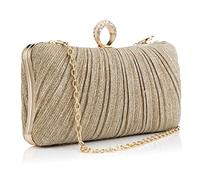 Gelory Clutch Taschen für Frauen: Kleine Abendtasche Glitter Clutch Geldbörse mit abnehmbarer Kette für Hochzeit Braut Prom Cocktail Party Damen Handtasche mit Gold