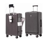 Gelory Handgepäck Koffer 20 Zoll Klein Trolley Mit Getränkehalter Grau | Hartschalenkoffer Laptop-Fach, TSA-Schloss, Ideal Für Reisen, Geschäftsreisen, Kabinenkoffer, Praktisch Und Robust