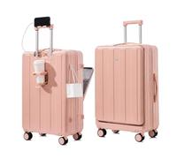 Gelory Handgepäck Koffer 20 Zoll Klein Trolley Mit Getränkehalter Rosa | Hartschalenkoffer Laptop-Fach, TSA-Schloss, Ideal Für Reisen, Geschäftsreisen, Kabinenkoffer, Praktisch Und Robust