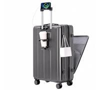 Gelory Koffer Trolley Handgepäck Kabinenkoffer, Leichter Hartschalenkoffer mit Getränkehalter, Laptop-Fach und TSA-Schloss, Ideal für Reisen und Geschäftsreisen, Grau, 20 Zoll