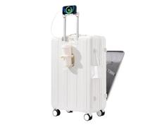 Gelory Koffer Trolley Handgepäck Kabinenkoffer, Leichter Hartschalenkoffer mit Getränkehalter, Laptop-Fach und TSA-Schloss, Ideal für Reisen und Geschäftsreisen, Weiß, 20 Zoll