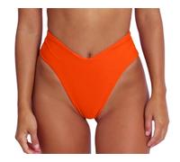 geluboao Damen-Bikinihose, sexy V-Ausschnitt, hoher Schnitt, hohe Taille, Badeanzughose, Orange/Abendrot im Zickzackmuster (Sunset Chevron), Large