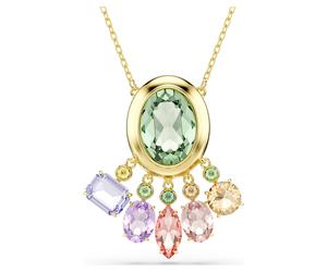 Gema Anhänger, Verschiedene Schliffe, Schwingende Kristalle, Mehrfarbig, 18K Goldbeschichtet OS