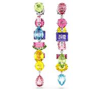 Gema Drop-Ohrhänger, Asymmetrisches Design, Verschiedene Schliffe, Lang, Mehrfarbig, Rhodiniert OS