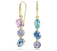 Gema Drop-Ohrhänger, Asymmetrisches Design, Verschiedene Schliffe, Mehrfarbig, 18K Goldbeschichtet OS