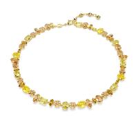 Swarovski Gema Halskette, Vergoldete Damenhalskette mit gelb- und bernsteinfarbenen Kristallen in Krappenfassung und Verschiedenen Schliffen, Länge: 36-40.5 cm