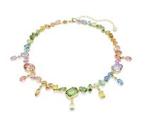 Gema Halskette, Verschiedene Schliffe, Schwingende Kristalle, Mehrfarbig, 18K Goldbeschichtet OS