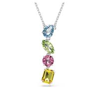 Swarovski Gema Halskette, Mehrfarbige, Rhodinierte Damenhalskette mit Y-Anhänger und Strahlenden Kristallen in Verschiedenen Schliffen