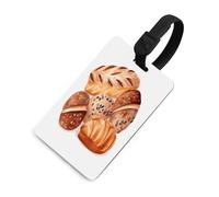 Gemalte Brot-Gepäckanhänger für Koffer mit Namensausweis, Sichtschutz, Reisekofferanhänger mit Gurt, TPU-Gepäckanhänger, Reisezubehör, schwarz, Einheitsgröße