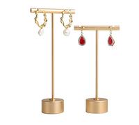 GemeShou 2-stückige Gold-Ohrring-T-Bar-Display-Ständer, Metall-Ohrring-Display-Halter für Einzelhandel-Verkauf, kleine Schmuck-Photografie-Props zur Ausstellung [2-stückige Gold]