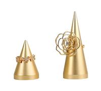 GemeShou 2-stückige Gold-Ring-Display-Ständer zum Verkauf, Schmuck-Display-Ring für die Hochzeitseremonie, Ring-Kegel-Speicher-Organisator, Hochzeit-Ring-Halter für die Nachttisch [Gold]
