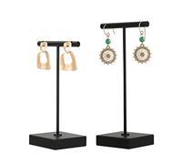 GemeShou 2-stückige Metall-Ohrring-Halter, Black-T-Bar-Ohrring-Display-Ständer, Mini-Hänger für Ohrringe bei Schmuck-Photografie, Ohrring-Speicher-Organisator [2-stückige Black]