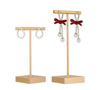 GemeShou 2-stückige Metall-Ohrring-Halter, Gold-T-Bar-Ohrring-Display-Ständer, Mini-Hänger für Ohrringe bei Schmuck-Photografie, Ohrring-Speicher-Organisator [2-stückige Gold]