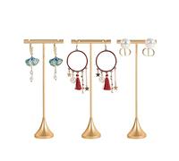 GemeShou 3-stückige Gold-Ohrring-T-Bar-Stände mit stabilem Boden, Metall-Ohrring-Display-Halter zur Ausstellung, kleiner Schmuck-Stecker-Hänger-Regal for die Online-Store-Photografie [Höhe 15 cm]