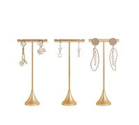 GemeShou 3-stückige Gold-Ohrring-T-Bar-Stände mit stabilem Boden, Metall-Ohrring-Display-Halter zur Ausstellung, kleiner Schmuck-Stecker-Hänger-Regal für die Online-Store-Photografie [Höhe 13 cm]