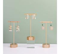 GemeShou 3-stückige Ohrring-T-Ständer, Gold-Ohrring-Display-Halter zum Verkauf, kleiner Ohrring-T-Bar-Stand, Metall-Schmuck-Organisator zur Ausstellung in der Online-Store-Photografie[Höhe 13.5 cm]