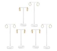 GemeShou 6-stückige Acryl-Ohrring-Display-T-Ständer zum Verkauf, Mini-Klar-Hänger für Schmuck-Ohrringen, Ohrring-Display-Halter für Frauen, transparente Schmuck-Photografie-Props für Online [Round]