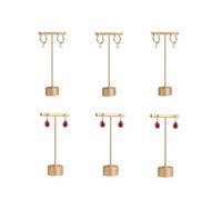GemeShou 6-stückige Gold-Ohrring-Display-T-Bar-Ständer zum Verkauf, Metall-Schmuck-Ohrring-Halter, kleiner Ohrring-Display-Halter, niedliche Schmuck[Round]