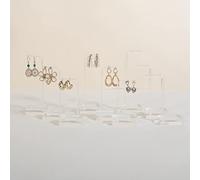 GemeShou 9-stückige transparente Ohrring-T-Ständer zur Schmuck-Display-Ausstellung, Acryl-Ohrring-Hänger für Frauen, kleiner klarer Ohrring-Halter zum Verkauf, Schmuck-Photografie-Props [L-Form]