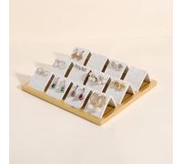 GemeShou Ohrringständer aus Metall gold - Samt Ohrring Halter für Schmuckdisplay | Ohrstecker Organizer mit Aufbewahrungsschale | Elegante Präsentation für Boutique【Weiß】