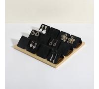 GemeShou Ohrringständer aus Metall gold - Samt Ohrring Halter für Schmuckdisplay | Ohrstecker Organizer mit Aufbewahrungsschale | Elegante Präsentation für Boutique【Schwarz】