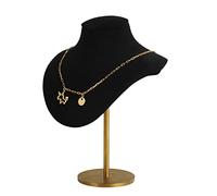 GemeShou Schwarz Halskettenträger-Büste für Mädchen, Sammet-Schmuck-Organisator zum Aufhängen, kleiner Halskette-Mannequin, Metall-Halskette-Ausstellung-Ständer zum Verkauf 【Schwarz】
