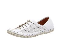 Gemini Damen Schnürschuh Leberschuh 031218-02, luftiges Muster, flexible Laufsohle, Weiß 39 EU